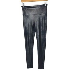 SPANX Leggings Faux Leather Black High Waisted Women's M compression‎ pilates